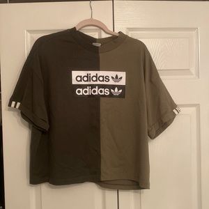 Adidas Color Block Cropped Tee
